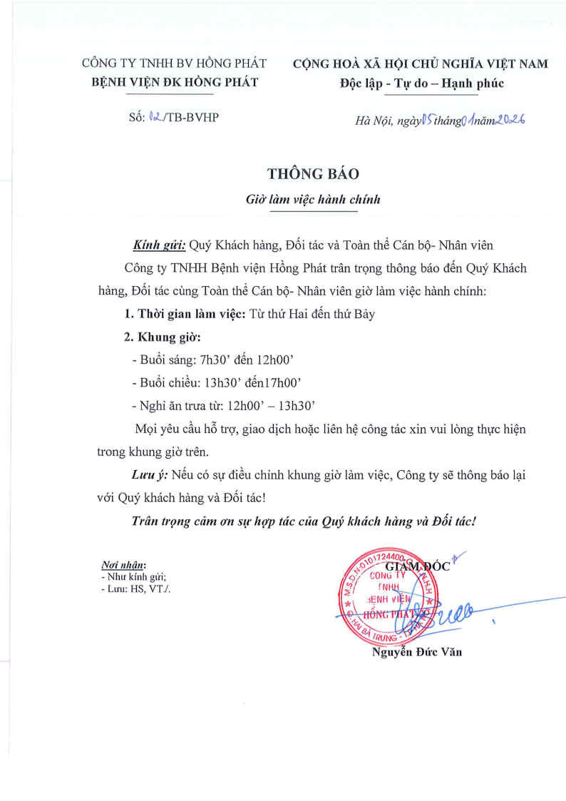 Thong bao gio lam viec hanh chinh